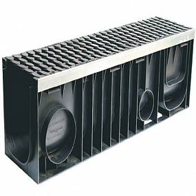 Лоток водоотводный пластиковый ЛВП PROFI DN200 H297 E600 комплект